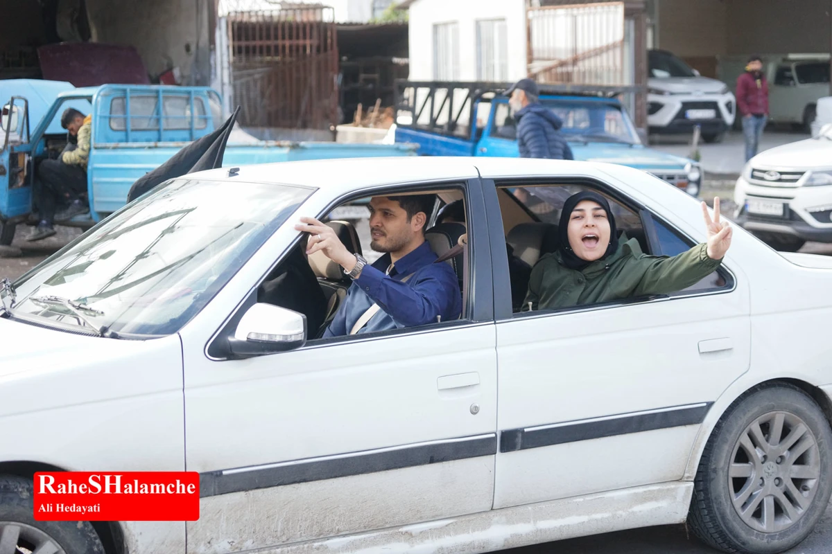 رژه خودرویی مردم بندپی بابل در حمایت از آرمان‌های رهبر شهید +تصاویر 