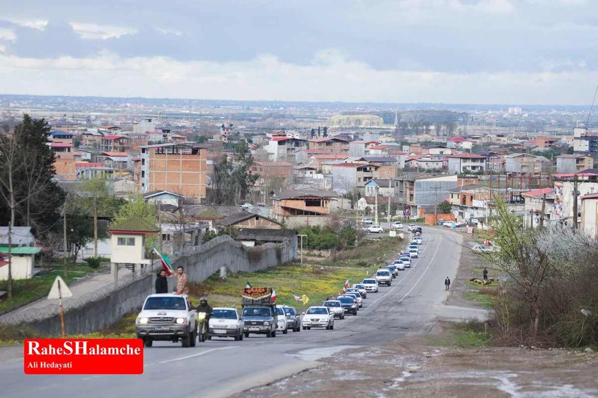 رژه خودرویی مردم بندپی بابل در حمایت از آرمان‌های رهبر شهید +تصاویر 
