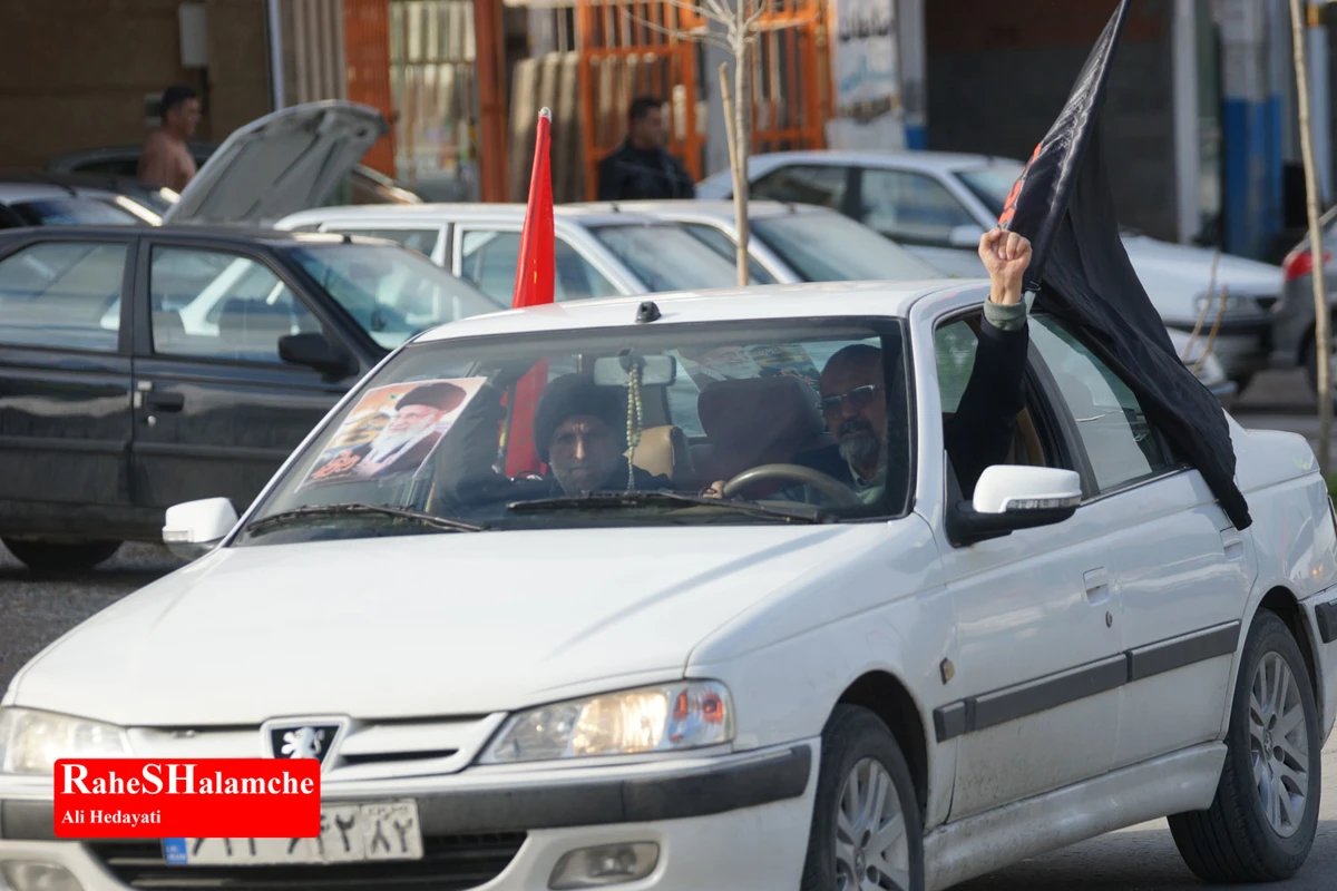 رژه خودرویی مردم بندپی بابل در حمایت از آرمان‌های رهبر شهید +تصاویر 