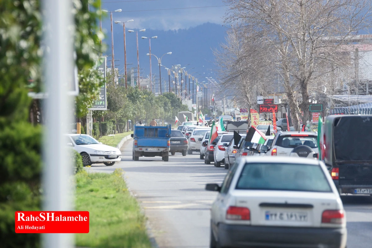 رژه خودرویی مردم بندپی بابل در حمایت از آرمان‌های رهبر شهید +تصاویر 