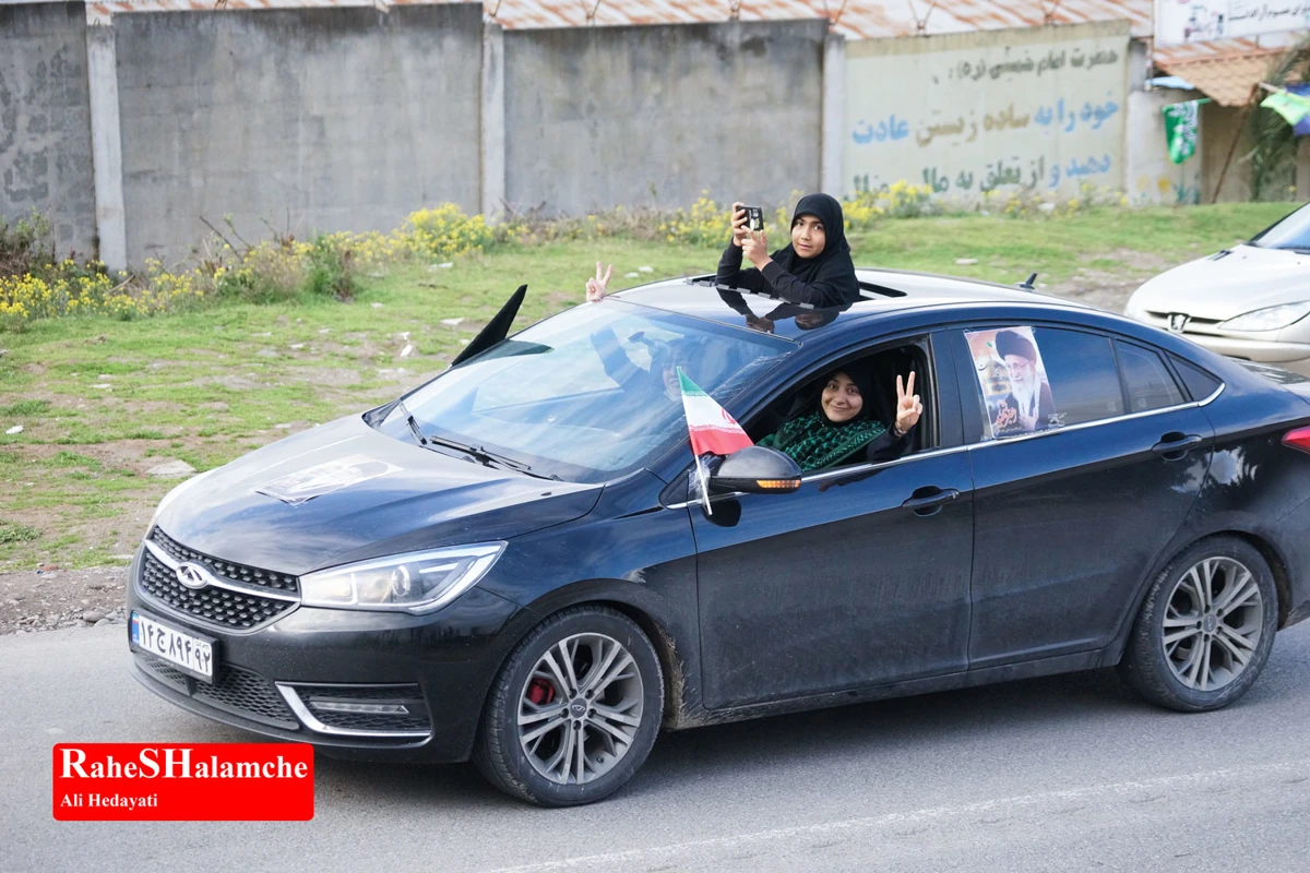 رژه خودرویی مردم بندپی بابل در حمایت از آرمان‌های رهبر شهید +تصاویر 