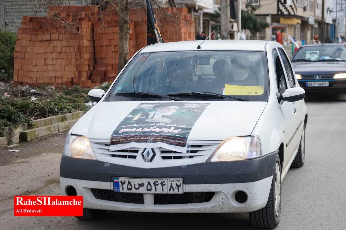 رژه خودرویی مردم بندپی بابل در حمایت از آرمان‌های رهبر شهید +تصاویر 