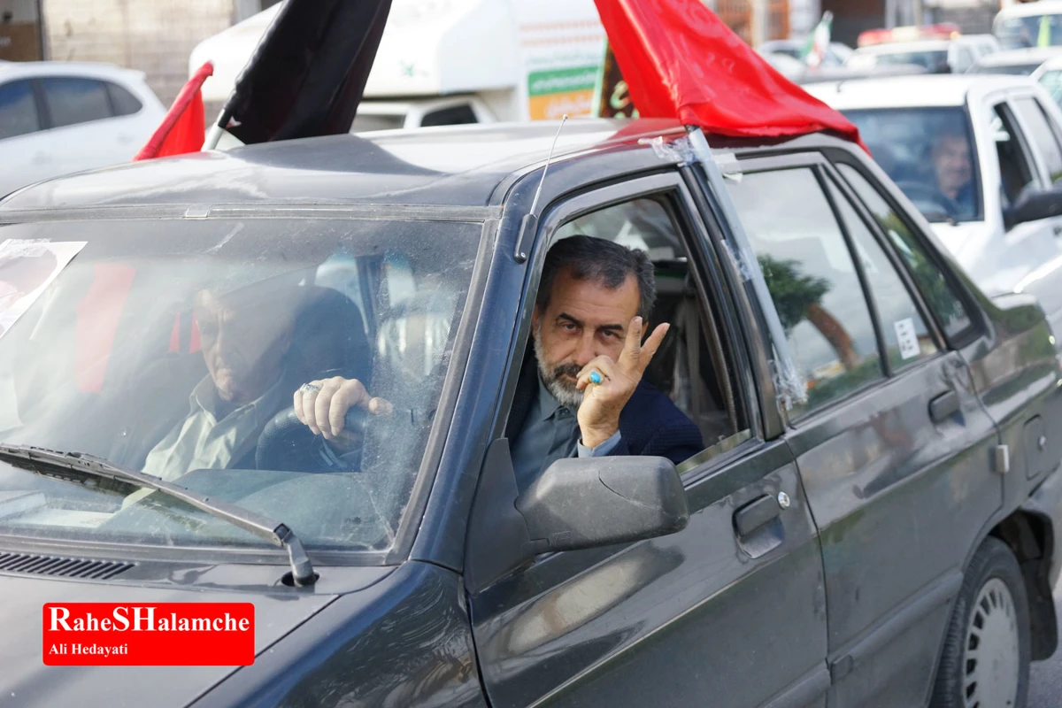 رژه خودرویی مردم بندپی بابل در حمایت از آرمان‌های رهبر شهید +تصاویر 