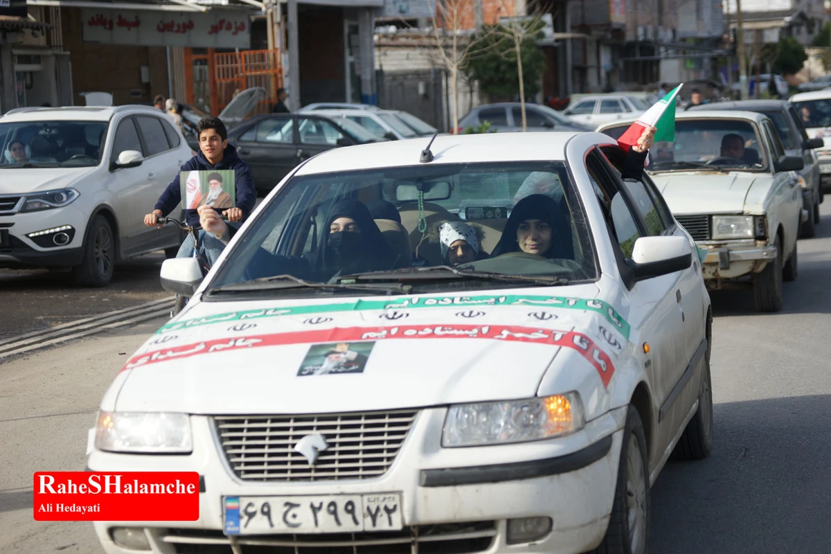 رژه خودرویی مردم بندپی بابل در حمایت از آرمان‌های رهبر شهید +تصاویر 