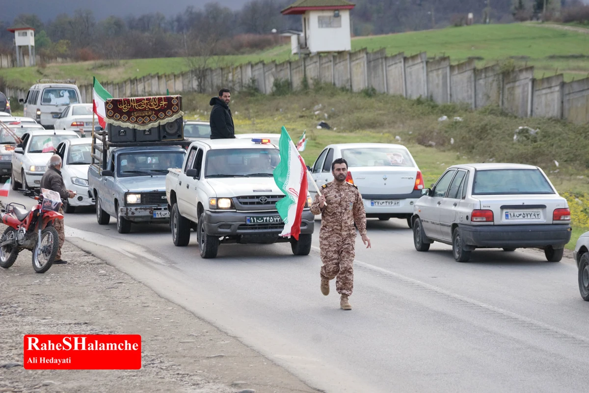 رژه خودرویی مردم بندپی بابل در حمایت از آرمان‌های رهبر شهید +تصاویر 