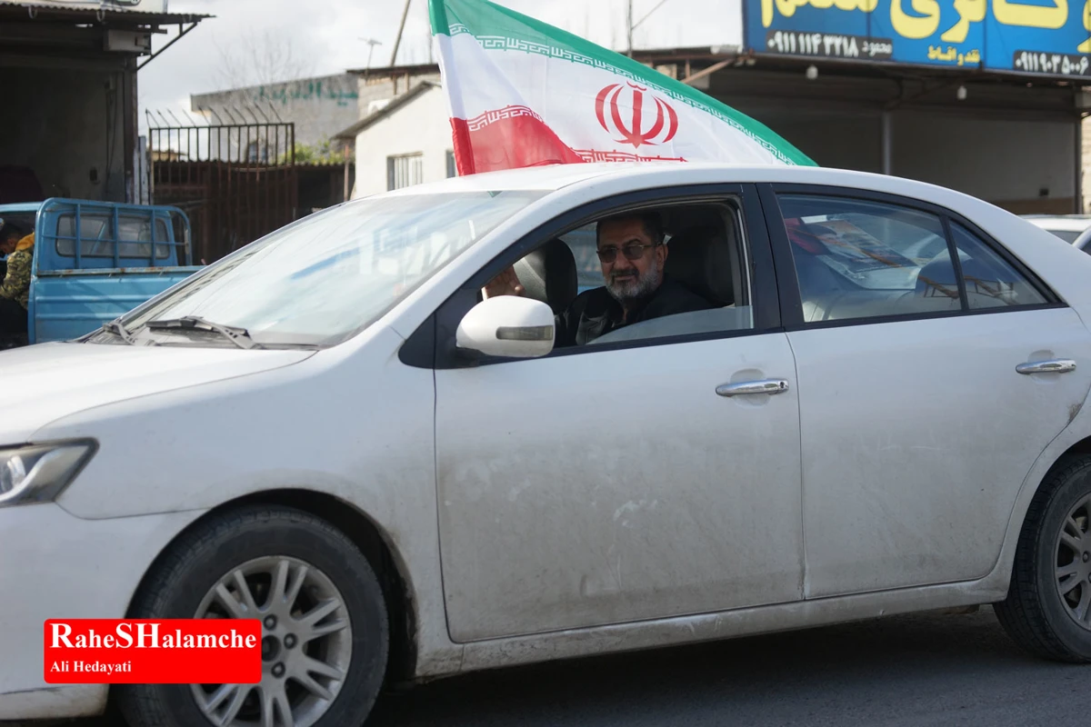 رژه خودرویی مردم بندپی بابل در حمایت از آرمان‌های رهبر شهید +تصاویر 