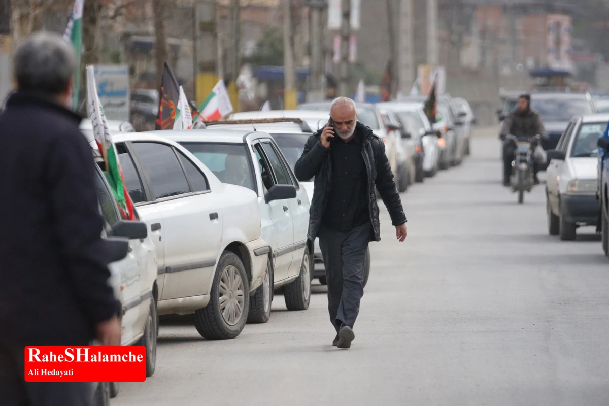 رژه خودرویی مردم بندپی بابل در حمایت از آرمان‌های رهبر شهید +تصاویر 