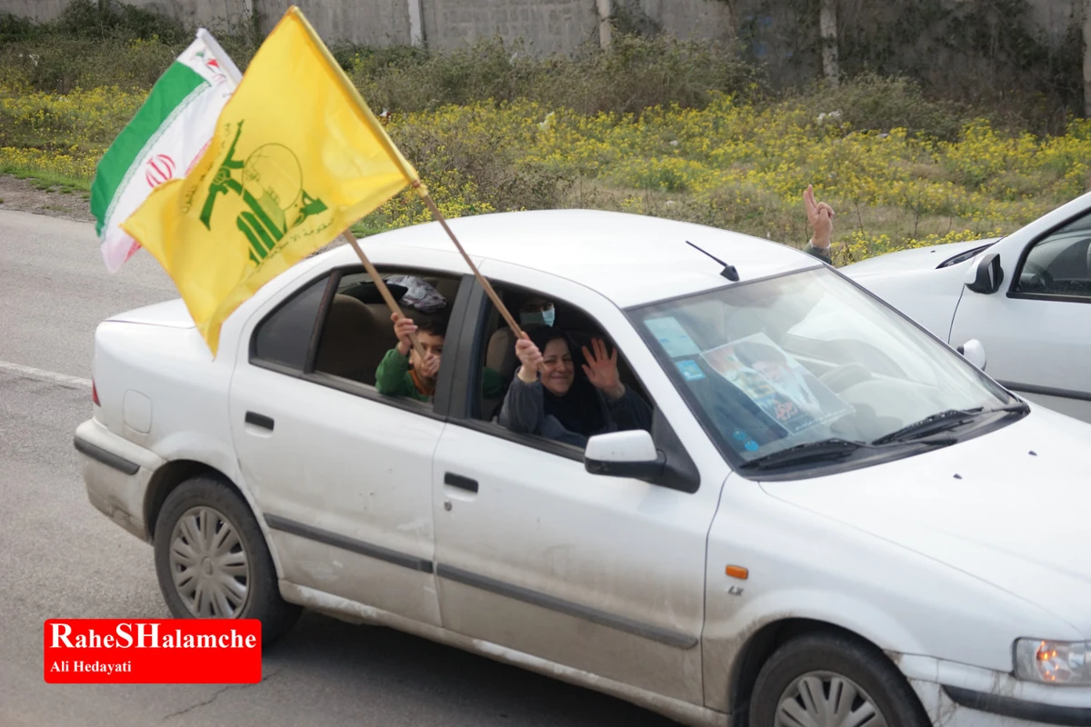 رژه خودرویی مردم بندپی بابل در حمایت از آرمان‌های رهبر شهید +تصاویر 