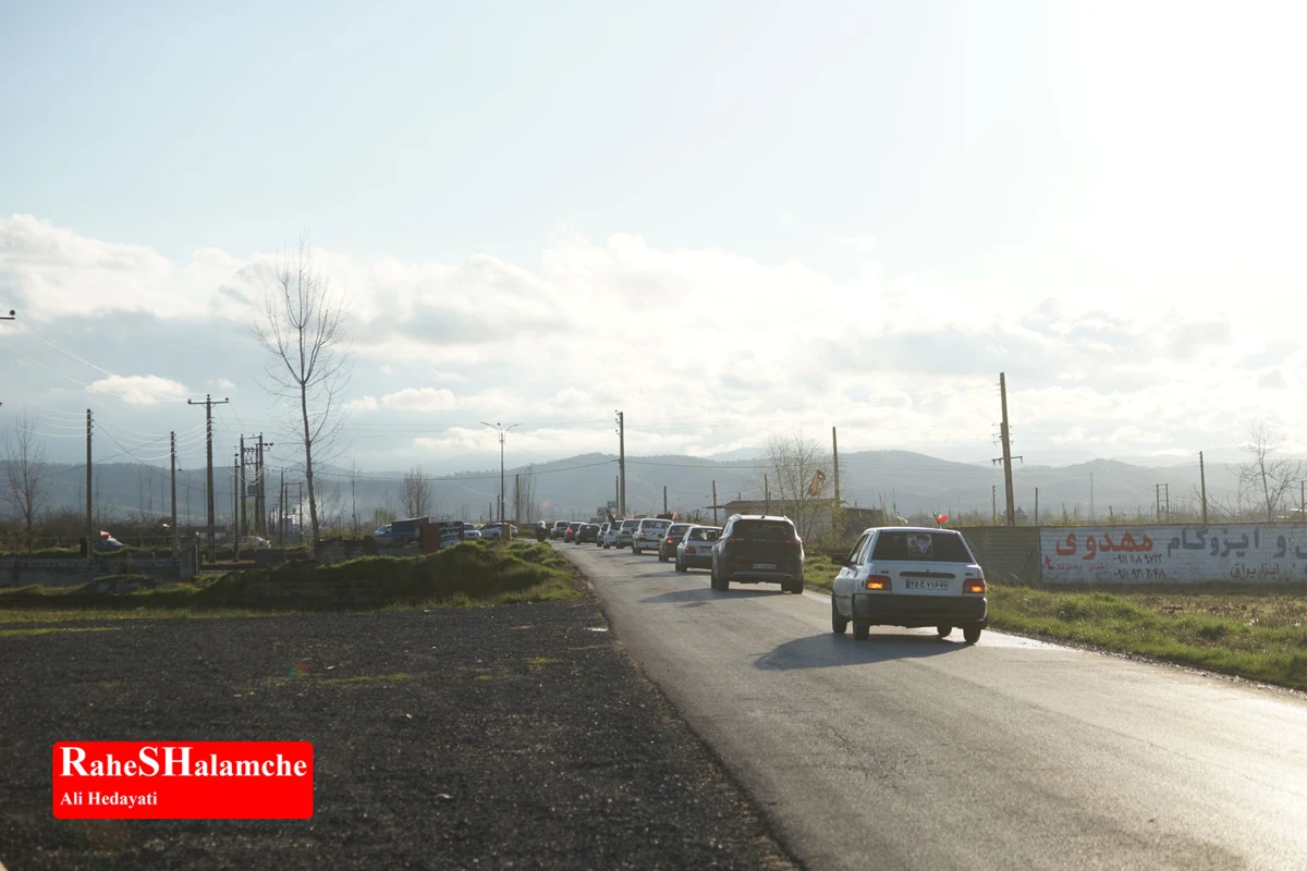 رژه خودرویی مردم بندپی بابل در حمایت از آرمان‌های رهبر شهید +تصاویر 