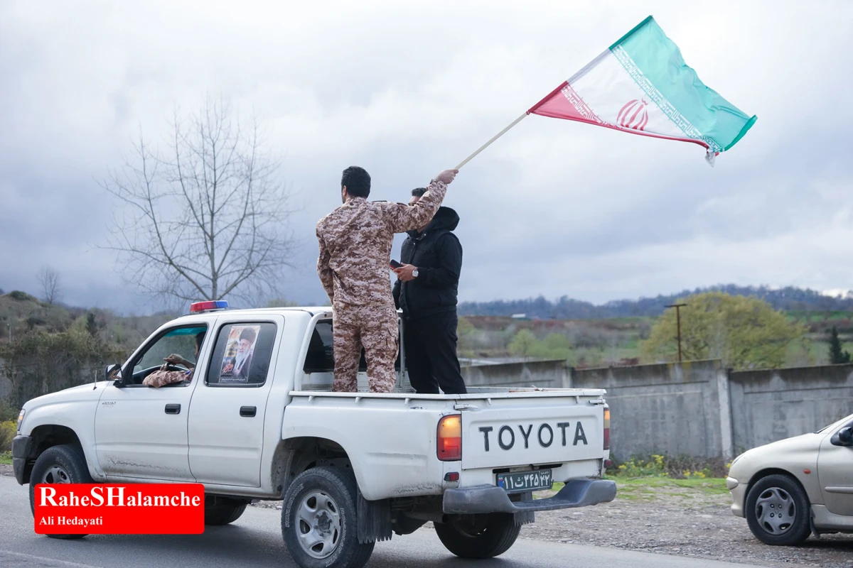 رژه خودرویی مردم بندپی بابل در حمایت از آرمان‌های رهبر شهید +تصاویر 