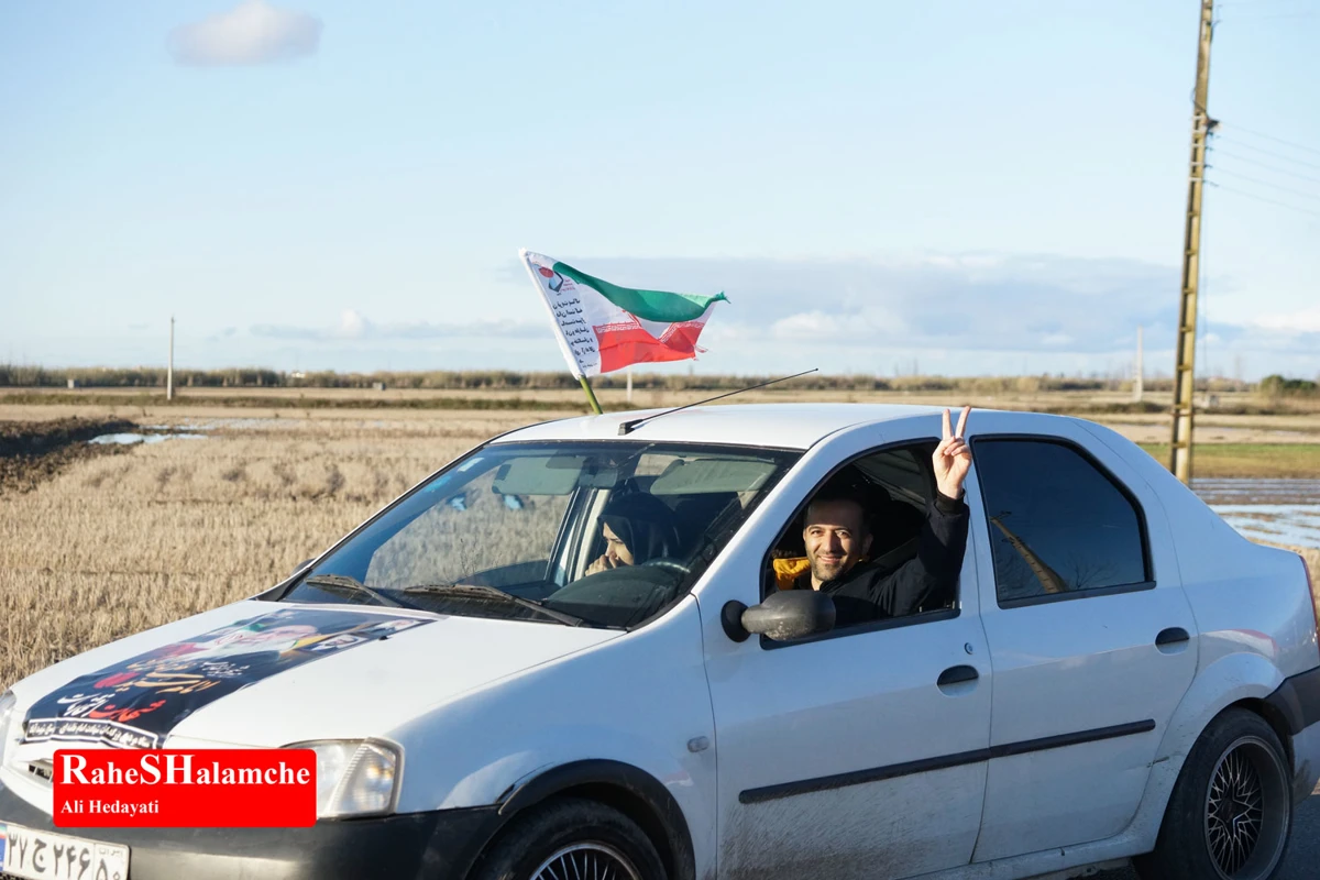 رژه خودرویی مردم بندپی بابل در حمایت از آرمان‌های رهبر شهید +تصاویر 