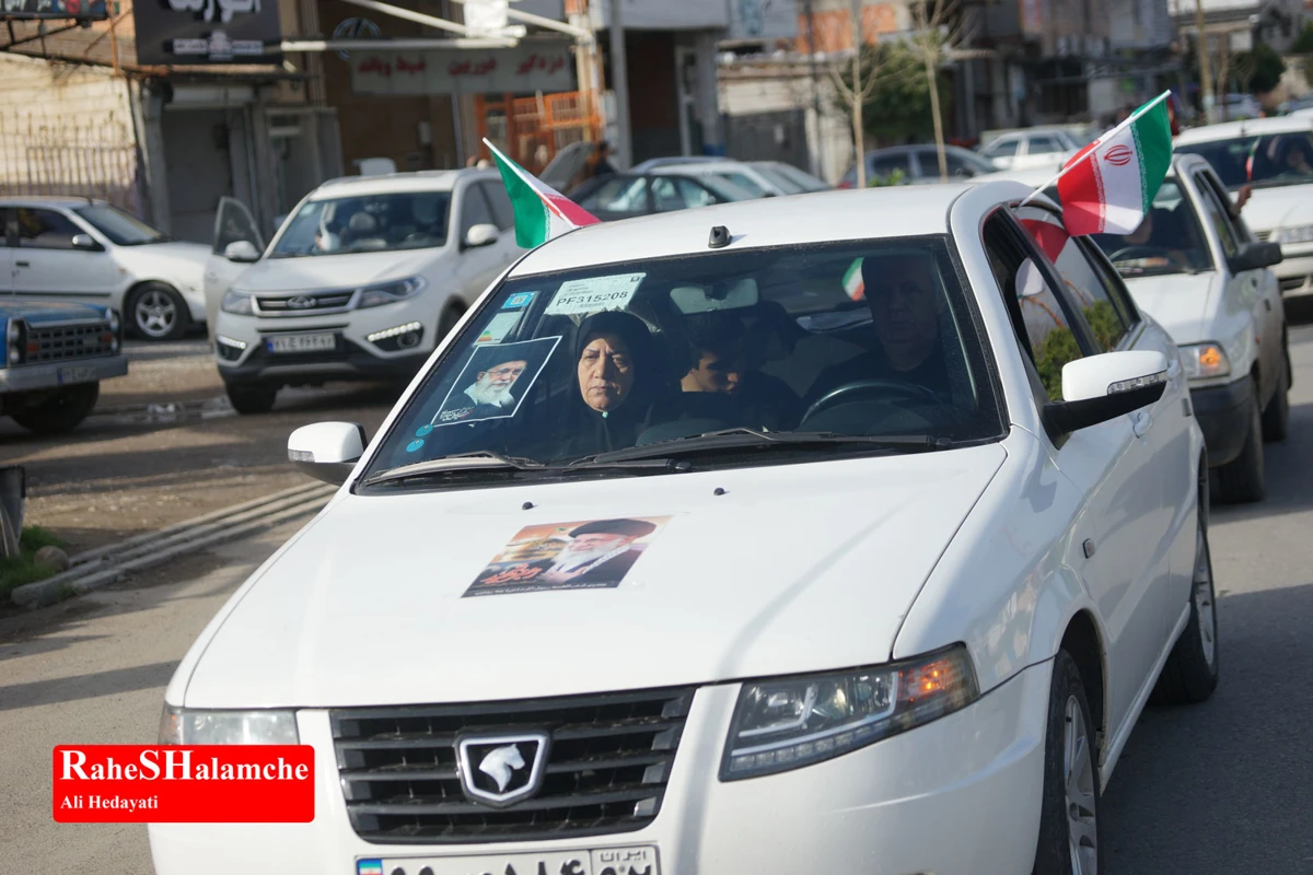 رژه خودرویی مردم بندپی بابل در حمایت از آرمان‌های رهبر شهید +تصاویر 