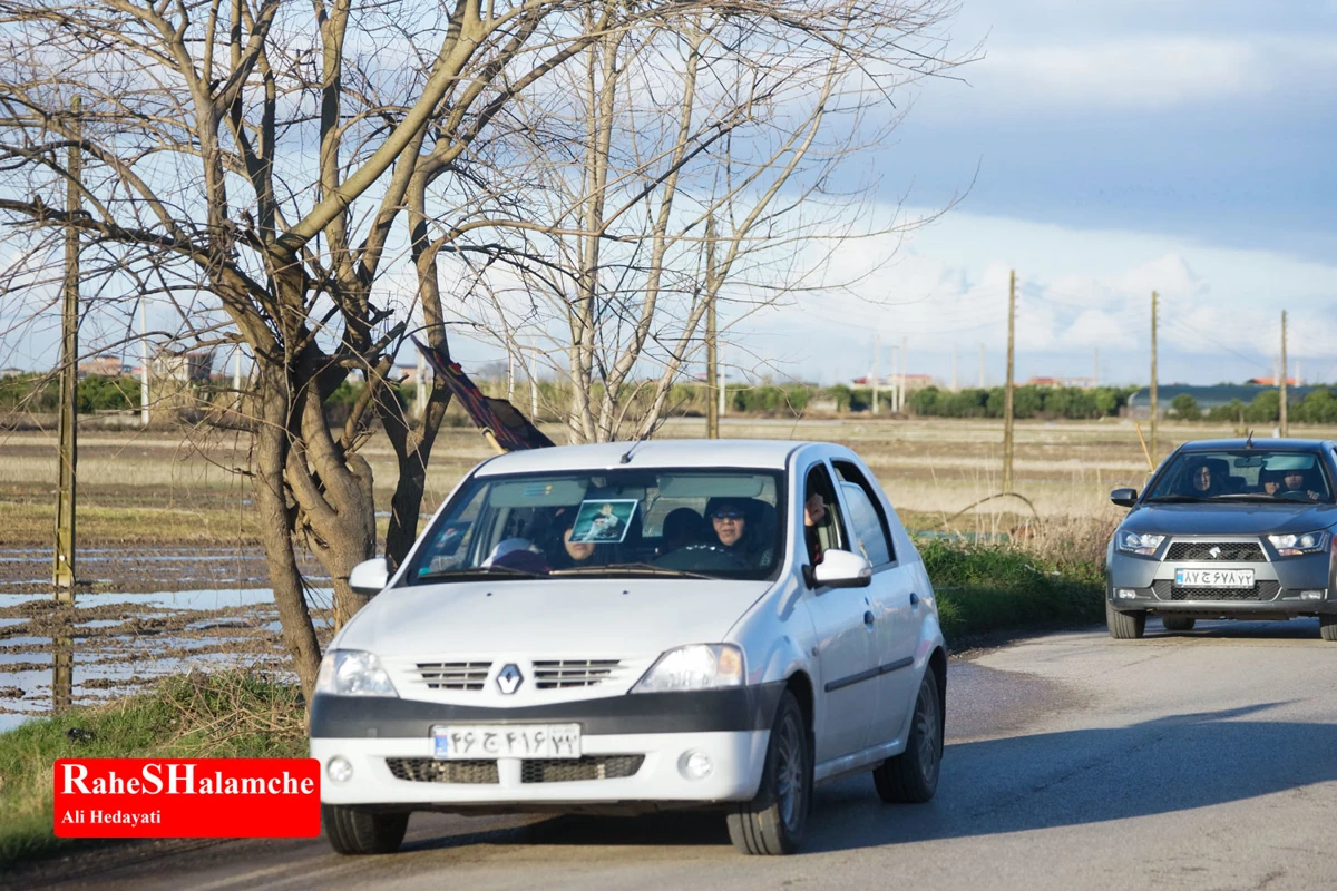 رژه خودرویی مردم بندپی بابل در حمایت از آرمان‌های رهبر شهید +تصاویر 