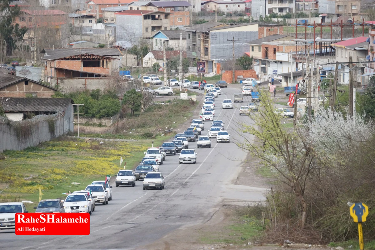 رژه خودرویی مردم بندپی بابل در حمایت از آرمان‌های رهبر شهید +تصاویر 