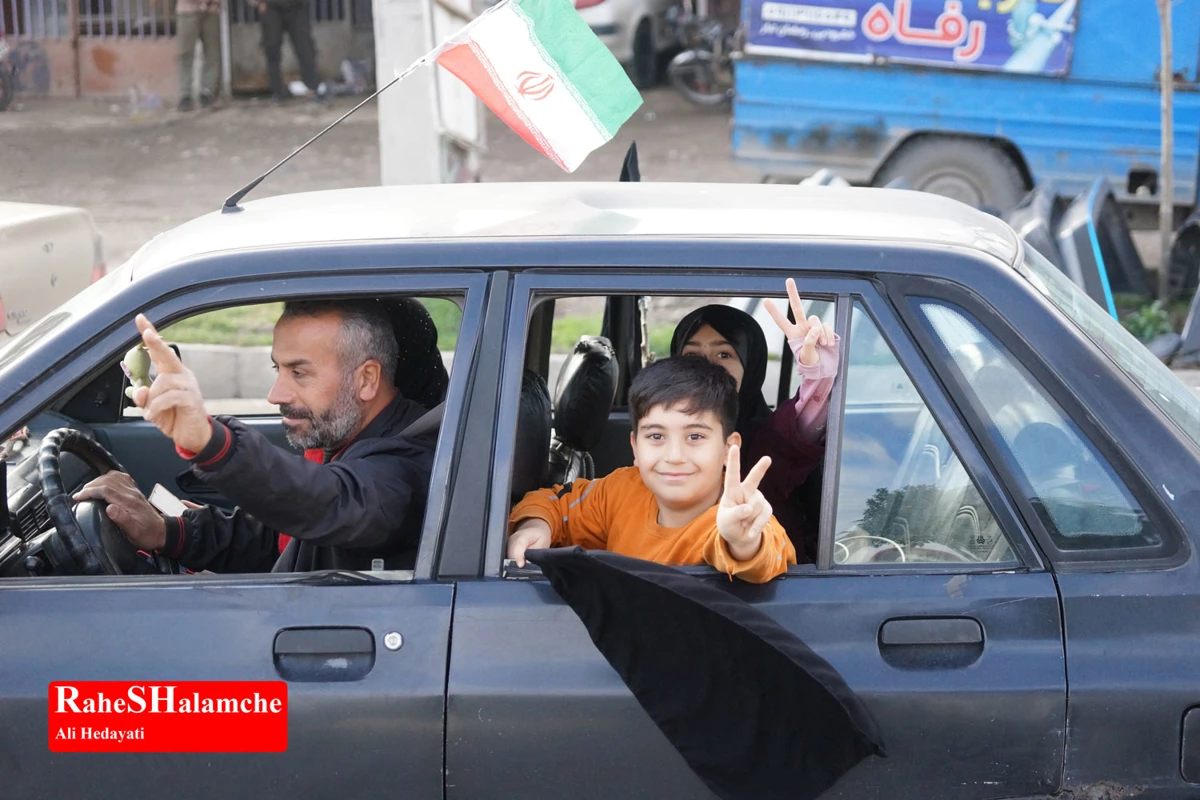 رژه خودرویی مردم بندپی بابل در حمایت از آرمان‌های رهبر شهید +تصاویر 