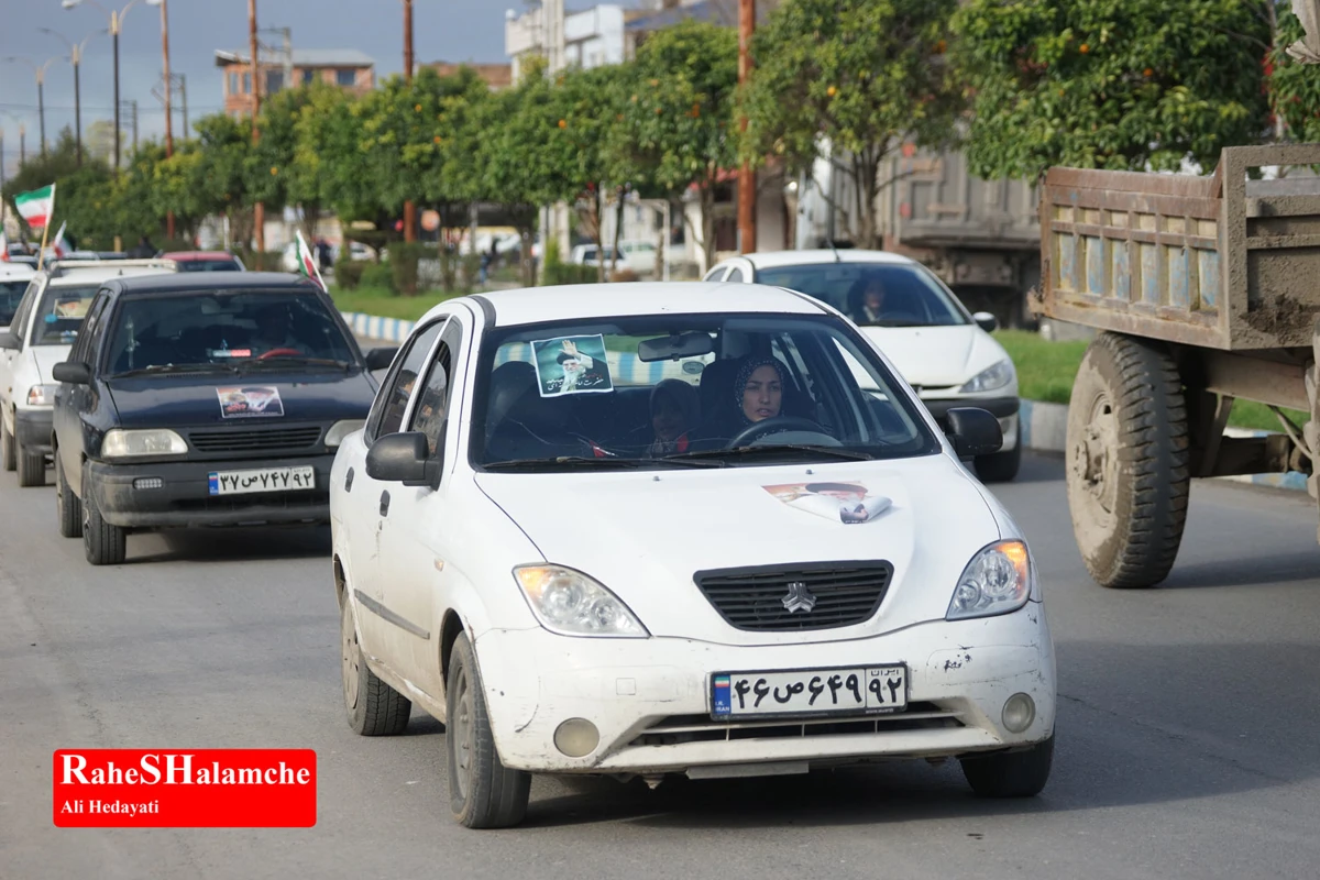 رژه خودرویی مردم بندپی بابل در حمایت از آرمان‌های رهبر شهید +تصاویر 